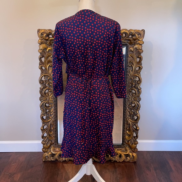 Pescara Navy with Red Polka dots Wrap Dress Ladies Size XL - Picture 2 of 6